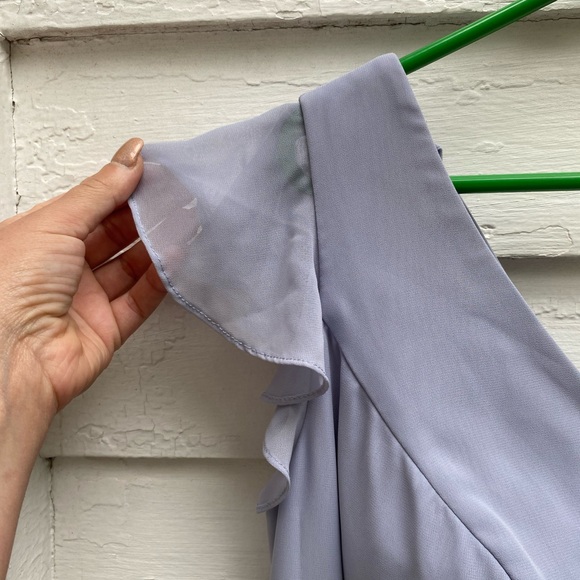 Azazie Dusty Dusty Lavender Maxi Gown V-Neck Flutter Sleeve Bridesmaid Dress - Picture 6 of 17